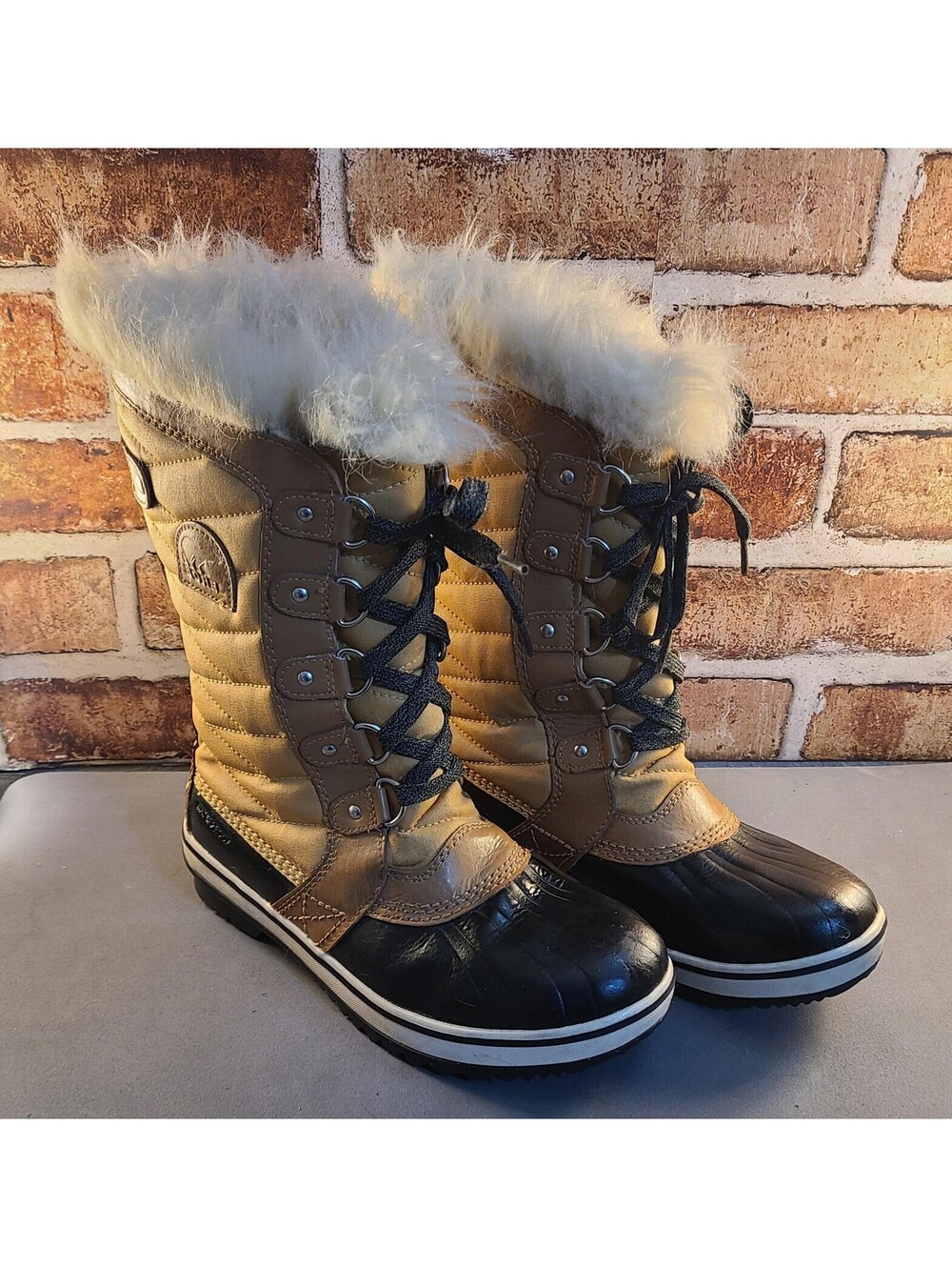 Sorel Joan of Arctic Quilted Duck Boots Womens 5 Waterproof Faux Fur Winter Snow